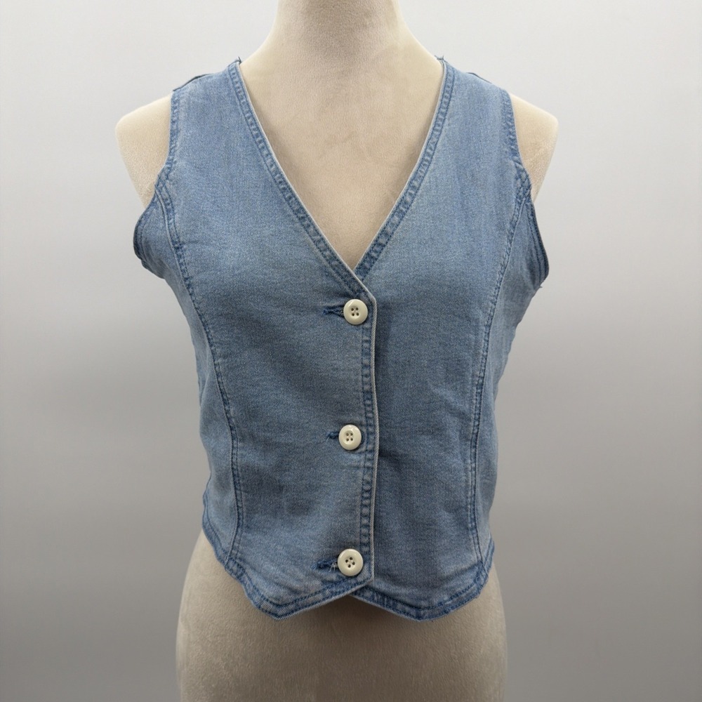 Luvamia Denim Vest Sleeveless Women's Casual Western Summer Concert Buttons S